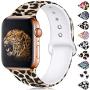 Haveda Floral Bands Compatible with Apple Watch Band 42mm 44mm, Soft Pattern Printed Silicone Sport Replacement Wristbands for Women Men Kids with iWatch Series 4 Series 3/2/1, S/M, Leopard