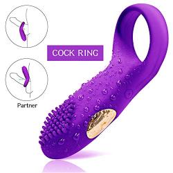 Cock Ring Vibrating Penis Ring Waterproof Rechargeable Couple Vibrator with 12-Speed Vibrations, Full Silicone Powerful Clitoris Stimulator Vibrators Adult Sex Toy by MELO (Purple)