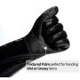 RAPICCA BBQ Gloves -Smoker, Grill, Cooking Barbecue Gloves, for Handling Heat Food Right on Your Fryer, Grill or Oven. Waterproof, Heat Resistant, Fireproof, Oil Resistant Neoprene Coating （14-Inch ）