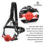RYOZOCH Silicone Gag with Head Slave Harness Nose Hook Flirting Mouth Gags Sex Toys for Couple Adult Games Unisex Sex Products (Red+Black, 1.5in Ball)