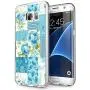 Samsung Galaxy S7 Case, Soft TPU Slim-Fit Flexible Ultra-Thin Clear Case, Full-Body Rugged Bumper Print Blue Flower Case for Samsung Galaxy S7, Transparent