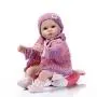 Nicery Reborn Baby Doll Soft Simulation Silicone Vinyl Cloth Body 18inch 45cm Magnetic Mouth Lifelike Vivid Boy Girl Toy for Ages 3+ Red Pillow Eyes Open 45C021O