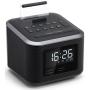 Alarm Clock Radio,Wireless Bluetooth Speaker,Digital Alarm Clock USB Charger for Bedroom with FM Radio/USB Charging Port/AUX-in and Cell Phone Stand/Snooze/Dimmer/Battery Backup (Black)