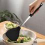 Jdeepued Silicone kitchenware Solid Silicone Spatula Non Stick Heat Resistant Pancake Turner with Stainless Steel Handle Cookware Kitchen Tools Black Silicone Kitchen Utensils
