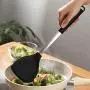 Jdeepued Silicone kitchenware Solid Silicone Spatula Non Stick Heat Resistant Pancake Turner with Stainless Steel Handle Cookware Kitchen Tools Black Silicone Kitchen Utensils
