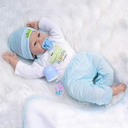 Yesteria Real Life Reborn Baby Dolls Boy 22 Inches Silicone Vinyl Look Real White Light Blue Outfit