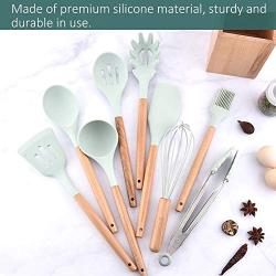 Cooking Utensils, Silicone Cookware Kitchenware Set Of 9 Kitchen Tools Fresh Blue (Without Storage Bin)