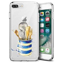 iPhone 7 Plus 8 Plus Case, Soft TPU Slim-Fit Flexible Ultra-Thin Clear Case, Full-Body Rugged Bumper Print Kitchenware Case for iPhone 7 Plus 8 Plus, Transparent