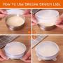 Silicone Stretch Lids,12 Pack Reusable Durable and Expandable Lids to Keep Food Fresh,Fit Various Sizes and Shapes of Containers Food Covers or Bowl Covers,6 Sizes, White
