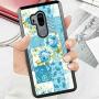 LG G7 ThinQ Case, Blue Flower Shock-Absorption TPU Rubber Bumper LG G7 ThinQ Case, Ultra Thin Slim Protective Cover for LG G7 ThinQ-Black