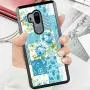 LG G7 ThinQ Case, Blue Flower Shock-Absorption TPU Rubber Bumper LG G7 ThinQ Case, Ultra Thin Slim Protective Cover for LG G7 ThinQ-Black