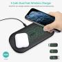 CHOETECH Dual Fast Wireless Charger, 5 Coils Qi Certified Double Wireless Charging Pad Compatible with iPhone 11/11 Pro Max/X/XS/XS Max, Samsung Galaxy Note 10/Note 10+/S10, New AirPods(No AC Adapter)