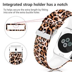 Sunnywoo Leopard Bands Compatible with Apple Watch Band 38mm/40mm/42mm/44mm, Soft Silicone Fadeless Pattern Printed Replacement Sport Bands for iWacth Series 4/3/2/1, S/M M/L for Women/Men