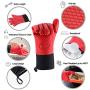 Oven Gloves, Heat Resistant Cooking Gloves Silicone Grilling Gloves Long Waterproof BBQ Kitchen Oven Mitts with Inner Cotton Layer for Barbecue, Cooking, Baking