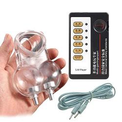 Esitm Sex, Electric Shock Scrotum/Testicles/Glans/Cock Set, Electric Stimulation Ball Stretcher Penis Bondage, Torture Masturbator Erotic Sex Toy for Men, Silicone,White