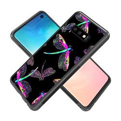 Samsung Galaxy S10e Case with Beautiful Dragonfly Pattern Whimsical Design Bumper Black Soft TPU and PC Protection Anti-Slippery &Fingerprint Case for Samsung Galaxy S10e