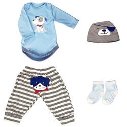 Reborn Baby Doll Outfits Accessories 4 Piece Set for 20"- 22" Newborn Boy Blue Outfit