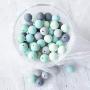 HAO JIE Baby Silicone Teething Beads 15MM 50pcs BPA Free Food Grade Teething Beads Green and Grey Series DIY Jewelry Chewable Nursing Necklace Accessories