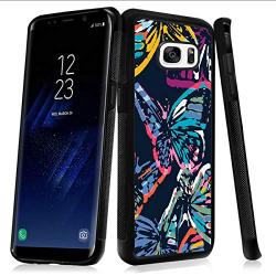 Samsung Galaxy S7 Case,Flexible Soft TPU Cover Shell,Slim Silicone Black Rubber Non-Slip Durable Design Protective Phone Case for Samsung Galaxy S7 -Butterfly