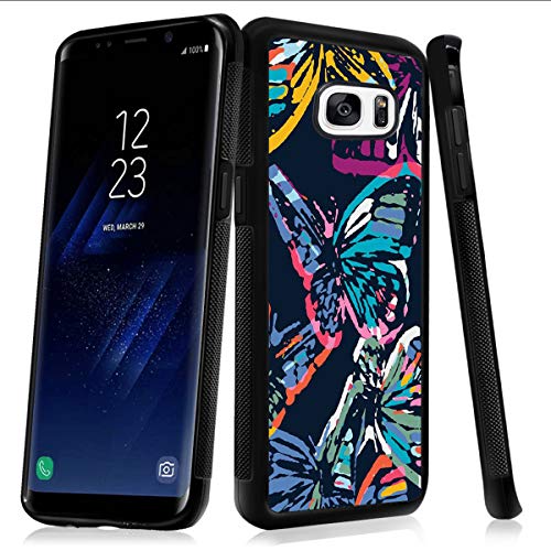 Samsung Galaxy S7 Case,Flexible Soft TPU Cover Shell,Slim Silicone Black Rubber Non-Slip Durable Design Protective Phone Case for Samsung Galaxy S7 -Butterfly