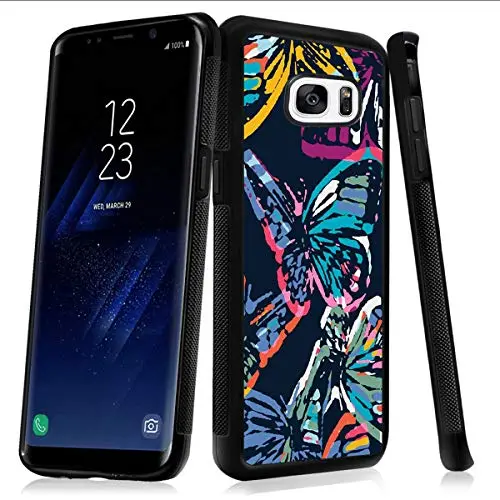 Samsung Galaxy S7 Case,Flexible Soft TPU Cover Shell,Slim Silicone Black Rubber Non-Slip Durable Design Protective Phone Case for Samsung Galaxy S7 -Butterfly