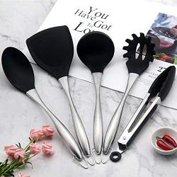 Silicone Kitchenware Stainless Steel Handle 5 Piece Kitchenware Set High Temperature Non-stick Cookware Silicone Kitchenware Spatula Cooking Set, Kitchenware