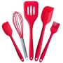 YIKELA Kitchenware baking kit 5 piece set silicone kitchenware silicone scraper cake tool (red)