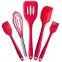 YIKELA Kitchenware baking kit 5 piece set silicone kitchenware silicone scraper cake tool (red)