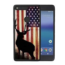 Google Pixel Case with American Flag Pattern Whimsical Design Bumper Black Soft TPU and PC Protection Anti-Slippery &Fingerprint Case for Google Pixel