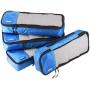 AmazonBasics 4 Piece Packing Travel Organizer Cubes Set - Slim, Blue