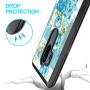 LG G7 ThinQ Case, Blue Flower Shock-Absorption TPU Rubber Bumper LG G7 ThinQ Case, Ultra Thin Slim Protective Cover for LG G7 ThinQ-Black