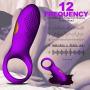 Cock Ring Vibrating Penis Ring Waterproof Rechargeable Couple Vibrator with 12-Speed Vibrations, Full Silicone Powerful Clitoris Stimulator Vibrators Adult Sex Toy by MELO (Purple)