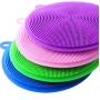 Cleaning Pads Silicone Cleaning Brush Dishwashing Sponge Multi-functional Fruit Vegetable Cutlery Kitchenware Brushes Kitchen Tools Scouring Sponge (Color : Purple)