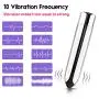 G Spot Vibrator Stimulator Silicone Adjustable 10 Speed Vagina Clitorial Stimulation Vibrating Bullet Handheld Massager Stick Flirt Brush Oral Sex Simulator Licking Sex Toy (Silver)