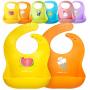 Single or Set of 2 Waterproof Silicone Baby Bib Lightweight Comfortable Easy-Wipe Clean