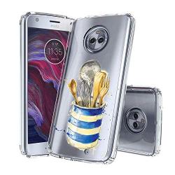 Moto X4 Case, Soft TPU Slim-Fit Flexible Ultra-Thin Clear Case, Full-Body Rugged Bumper Print Kitchenware Case for Moto X4, Transparent