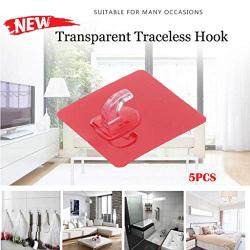 MOVEmen Anti-Skid Hooks Reusable Transparent Traceless Wall Hanging Hooks 5-15pcs Kitchenware Hooks Kitchen Storage Rack Shower Curtain Hook Jewelry Stand Clothing Support Wallet Handbag Hooks (A)