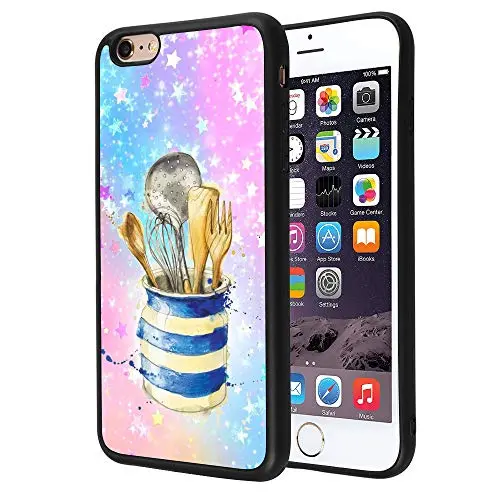 iPhone 6s 6 Case,Flexible Soft TPU Cover Shell,Slim Silicone Black Rubber Non-Slip Durable Design Protective Phone Case for iPhone 6s 6 -Kitchenware