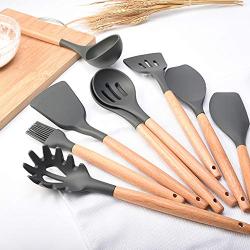 9 Pcs/Set Silicone Cooking Utensils Kitchen Utensils Set Wooden Handle Cooking Tools Silicone Kitchenware Set