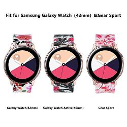 Koreda Compatible Samsung Galaxy Watch Active Bands/Galaxy Watch 42mm/Gear Sport Bands Sets, 20mm Soft Floral Print Sport Watch Strap Replacement Compatible Galaxy Watch Active 40mm R500 (3 Pack#1)