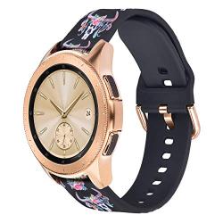 VIGOSS Flower Cow Band Compatible Galaxy Watch 42mm Bands Active 40mm Band Women 20mm Width Silicone Skull Strap Replacement Wristband for Samsung Galaxy Watch 42mm SM-R810 Smartwatch