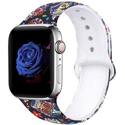 EXCHAR Compatible with Apple Watch Band 40mm 38mm 44mm 42mm Fadeless Pattern Printed Floral Bands Silicone Replacement Band for iWatch Series 5 Series 4/3/2/1 for Women Men