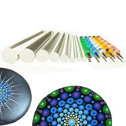 Mandala Rock Painting Pen Dot Dotting Tools Stencil Brush Set 13 PCS Flat Head 4mm 5mm 6mm 8mm 10mm 12mm 14mm Diameter 5 Stylus (set1)