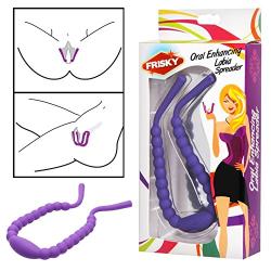 Oral Enhancing Hands Free Silicone Labia Spreader (Purple) Includes a Free Bottle of Adult Toy Cleaner