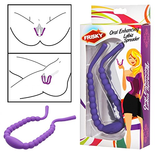 Oral Enhancing Hands Free Silicone Labia Spreader (Purple) Includes a Free Bottle of Adult Toy Cleaner