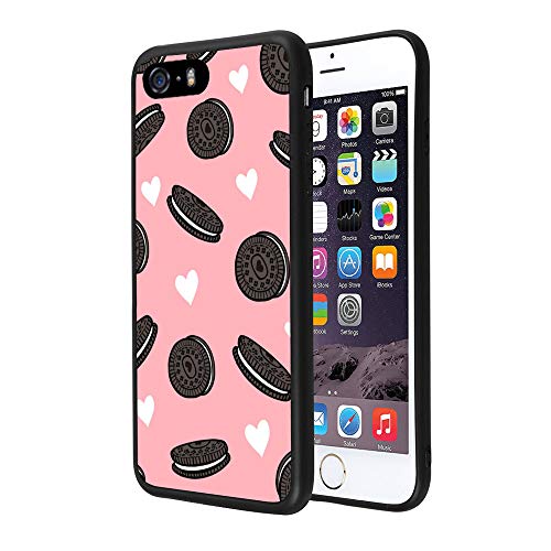 iPhone SE 5s 5 Case,Flexible Soft TPU Cover Shell,Slim Silicone Black Rubber Non-Slip Durable Design Protective Phone Case for iPhone SE 5s 5 -Biscuits