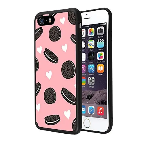 iPhone SE 5s 5 Case,Flexible Soft TPU Cover Shell,Slim Silicone Black Rubber Non-Slip Durable Design Protective Phone Case for iPhone SE 5s 5 -Biscuits