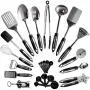 25-Piece Stainless Steel Kitchen Utensil Set | Non-Stick Cooking Gadgets and Tools Kit | Durable Dishwasher-Safe Cookware Set | Kitchenware Gift Idea, Best New Apartment Essentials