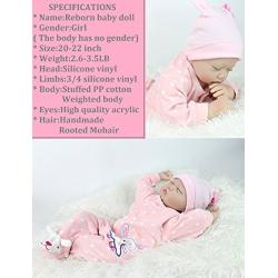 NPK Lifelike Reborn Baby Dolls Girl Soft Silicone 22 inchs 55 cm Realistic Handmade Weighted Body Pink Rabits Outfit Eyes Closed Sleeping