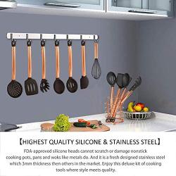 Snowshow Silicone Cooking Kitchen Utensils, 11pcs Copper Handle Silicone Kitchenware, Non-stick Cooking Shovel Spoon Kitchen Tool Set normal lovely